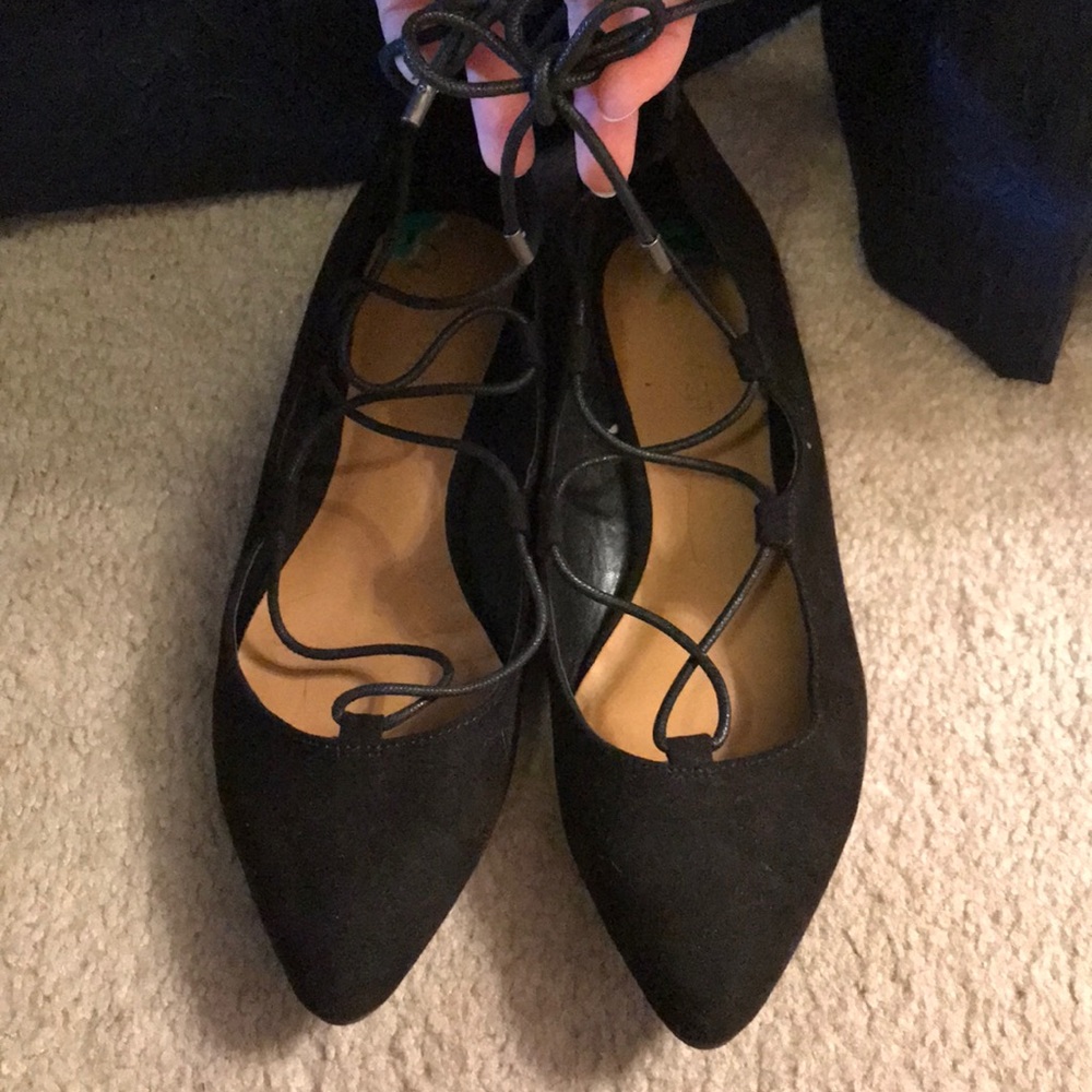 NINE WEST Black suede Flats with lacing tie - 8